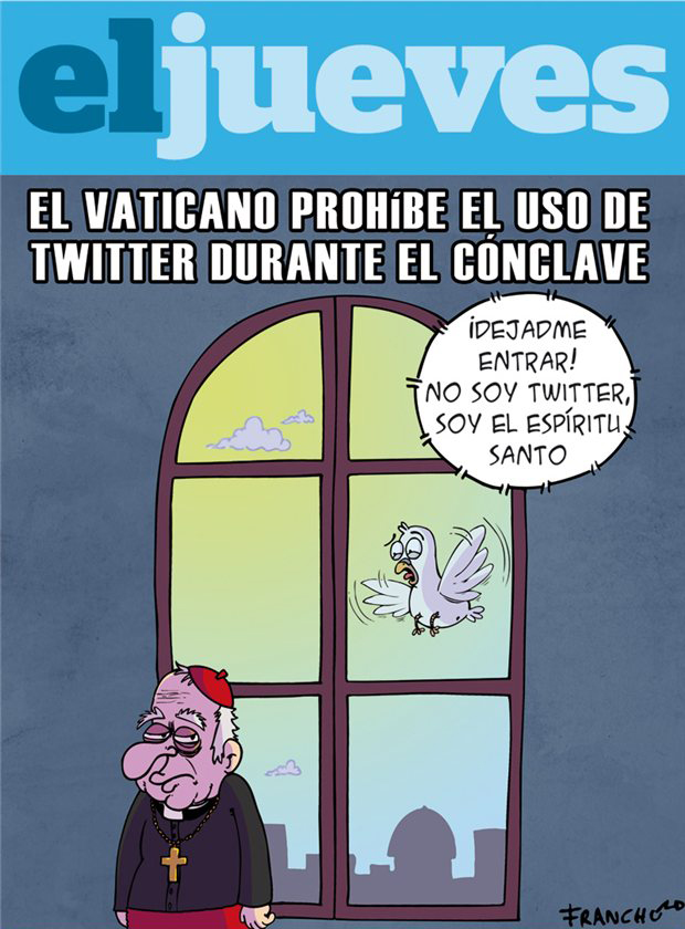 Viñeta de humor gráfico: Papa, conclave, twitter