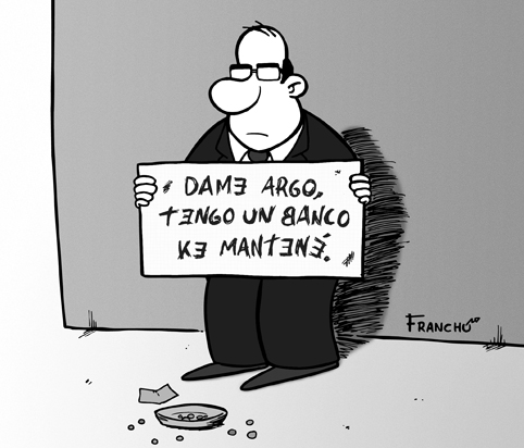 Vinyeta d'humor gràfic: Rescat Bancs, crisi Vinyeta d'humor gràfic: Rescate Banco, crisi